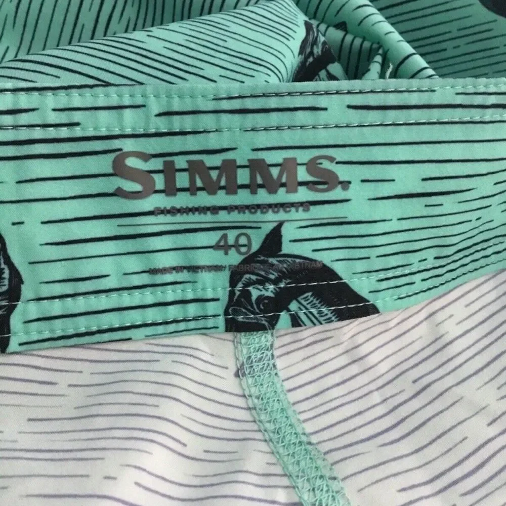 NWOT Simms Fishing Products Mens Green Fishing SolarFlex Unlined Board Shorts 40